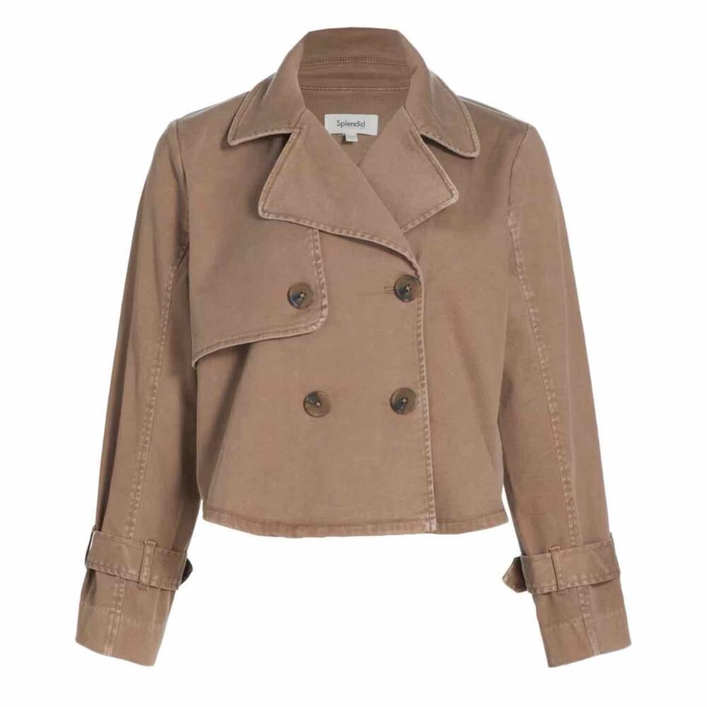 Splendid Portia Double Breasted Crop Jacket Neutral Brown Size Medium